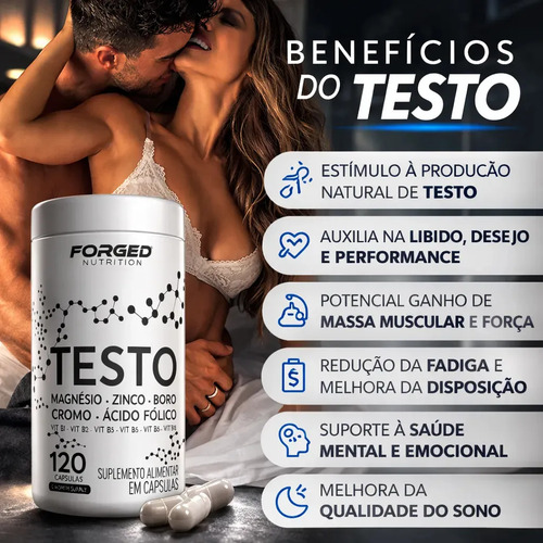 Testo Forged - Zinco, Magnésio, Boro, Cromo, Vitamina D3, B12 - Precursor Da Testo - 120 Cápsulas - Forged Nutrition
