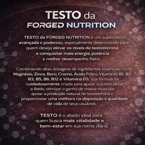 Testo Forged - Zinco, Magnésio, Boro, Cromo, Vitamina D3, B12 - Precursor Da Testo - 120 Cápsulas - Forged Nutrition