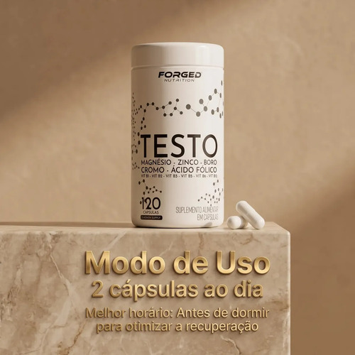 Testo Forged - Zinco, Magnésio, Boro, Cromo, Vitamina D3, B12 - Precursor Da Testo - 120 Cápsulas - Forged Nutrition