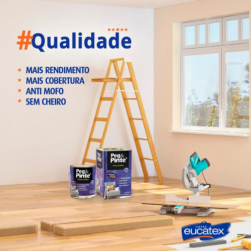 Tinta Acrílica Eucatex Peg e Pinte Branca Gelo Fosca de 18 Litros