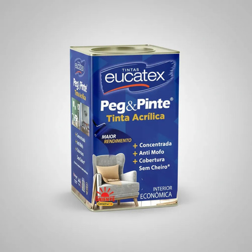Tinta Acrílica Eucatex Peg e Pinte Branca Gelo Fosca de 18 Litros
