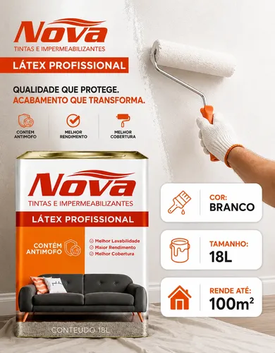 Tinta Acrílica Látex 1 8l Branca Antimofo Nova Tintas