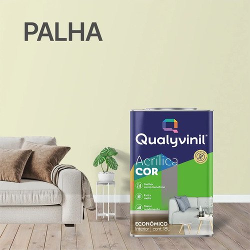 Tinta Acrílica Qualyvinil Econômica Fosca de 18 L Palha Antimofo para Interiores