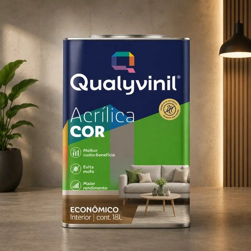 Tinta Acrílica Qualyvinil Econômica Fosca de 18 L Palha Antimofo para Interiores
