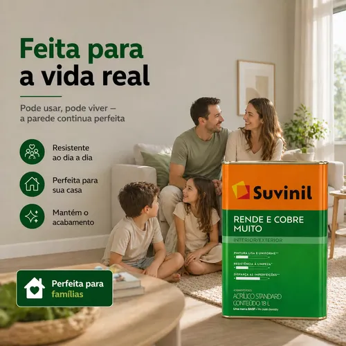 Tinta Acrílica Suvinil Standard 18l Rende E Cobre Muito
