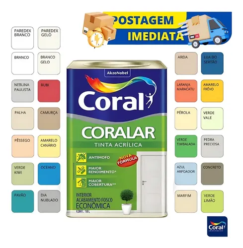 Tinta Coralar Acrílica Anti Mofo Coral Escolha Sua Cor!!