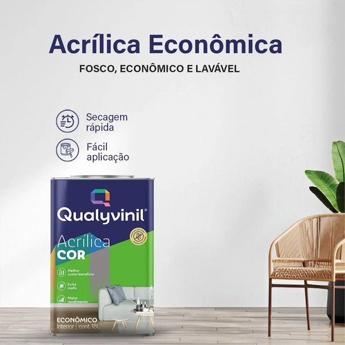 Tinta De Acrílico Econômica Evita Mofo Qualyvinil Econômica Tinta Acrílica Com Acabamento Fosco De 18l - Branco | Lata 18 Litros