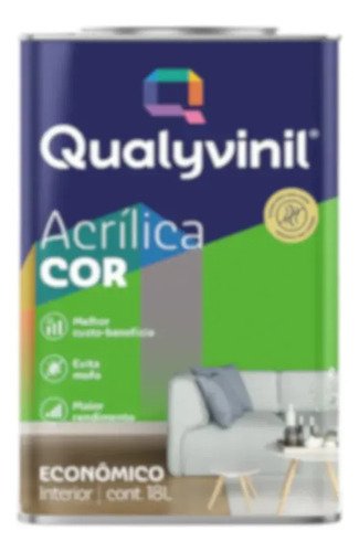 Tinta De Acrílico Econômica Evita Mofo Qualyvinil Econômica Tinta Acrílica Com Acabamento Fosco De 18l - Branco | Lata 18 Litros