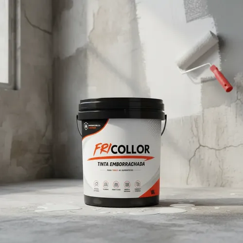 Tinta emborrachada 18l fricolor para paredes pincel brinde