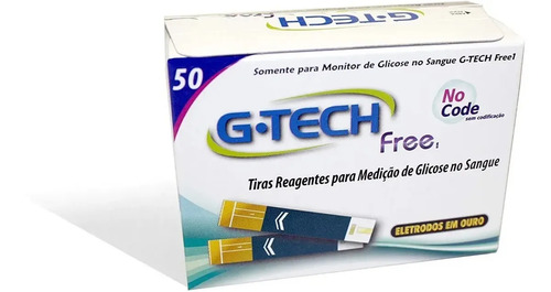 Tiras fitas de glicemia g tech free com 50 unidades