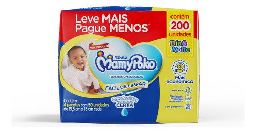 Toalhas umedecidas mamypoko dianoite 200 unidades