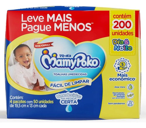 Toalhas umedecidas MamyPoko Dia&Noite 200 unidades