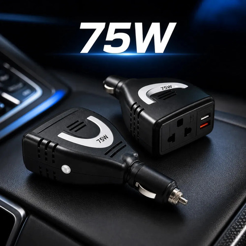 Tomada para carro inversor conversor eletrico 12v 75w digno 1