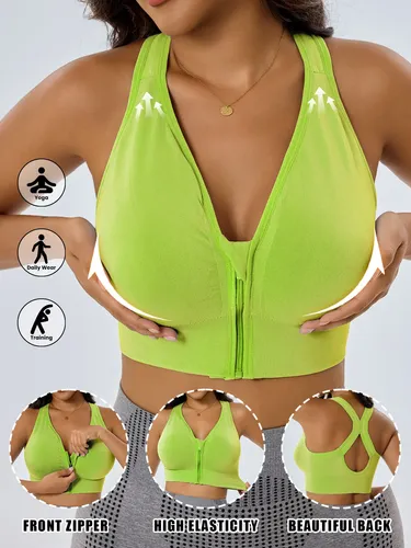Top Esportivo Feminino Com Zíper Frontal Costas X
