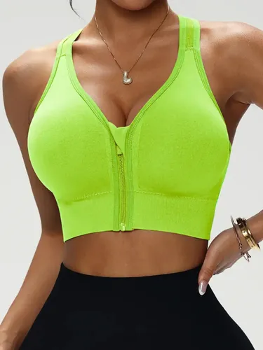 Top Esportivo Feminino Com Zíper Frontal Costas X
