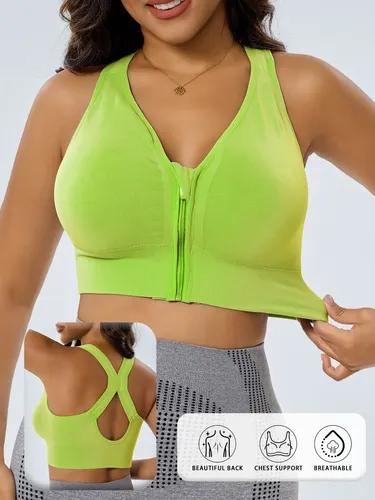 Top Esportivo Feminino Com Zíper Frontal Costas X