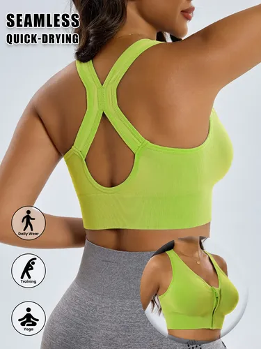 Top Esportivo Feminino Com Zíper Frontal Costas X