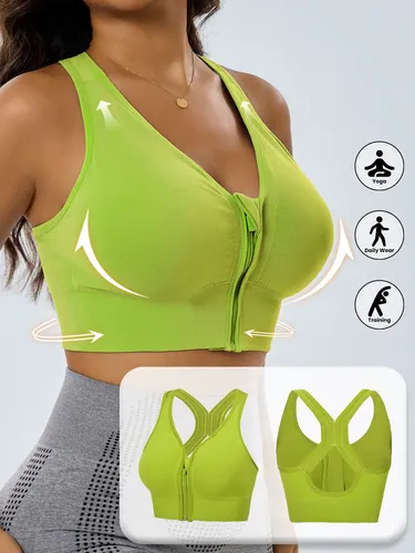 Top Esportivo Feminino Com Zíper Frontal Costas X