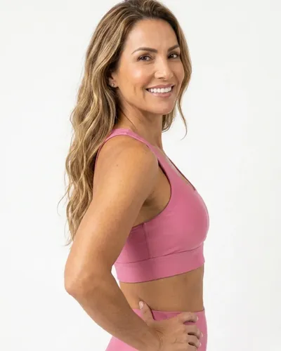 Top Fitness Alta Sustentação Poliamida Rosa Chicletes Ssj