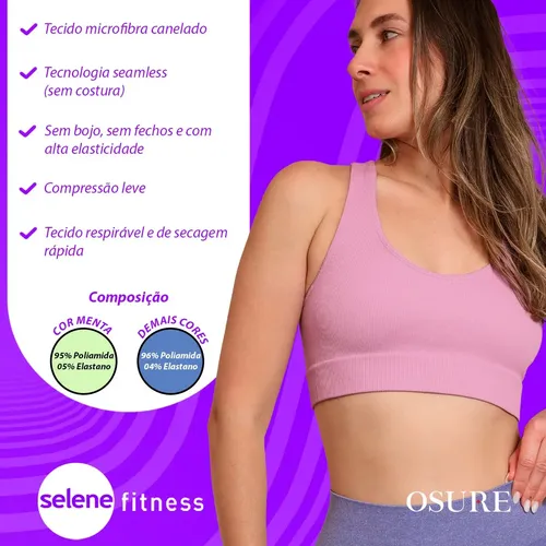 Top Selene Alta Sustentação Sem Costura Fitness Academia