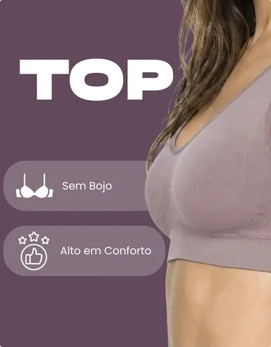 Top Sem Bojo Alça Larga Reforçado Alta Sustentação Fitness