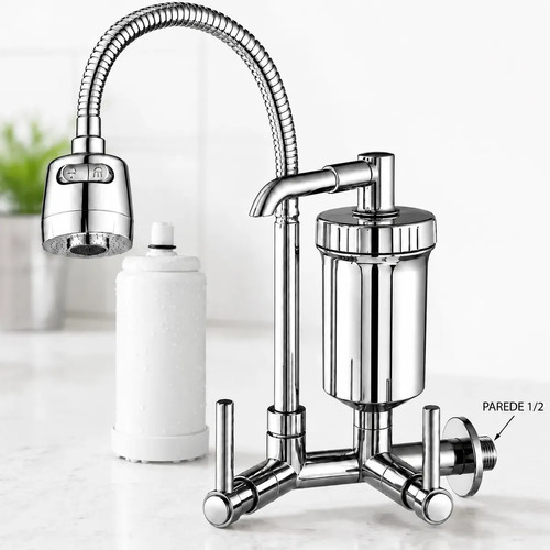 Torneira com filtro com purificador agua bica flexivel gourm