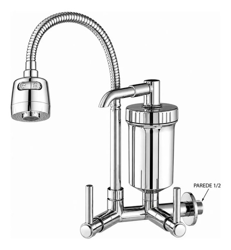 Torneira com filtro com purificador de agua gourmet tubo fle