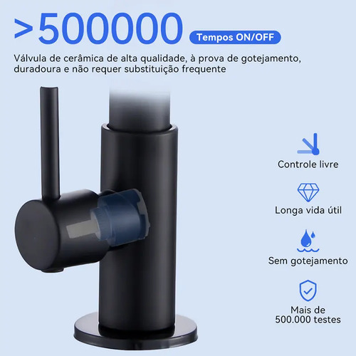 Torneira Cozinha Bancada Inox 304 Água Fria Bica Alta Gourmet 4 Modos De Água Estilo Cascata Torneira Pia Cozinha Moderna, Torneira Flexivel, Torneira De Cozinha Cor Preto Premium Para Cuba Gourmet