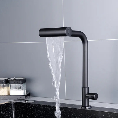Torneira Cozinha Bancada Inox 304 Água Fria Bica Alta Gourmet 4 Modos De Água Estilo Cascata Torneira Pia Cozinha Moderna, Torneira Flexivel, Torneira De Cozinha Cor Preto Premium Para Cuba Gourmet