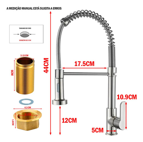 Torneira Cozinha Gourmet Bancada Flexível Monocomando Pia