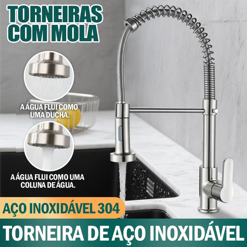 Torneira Cozinha Gourmet Bancada Flexível Monocomando Pia