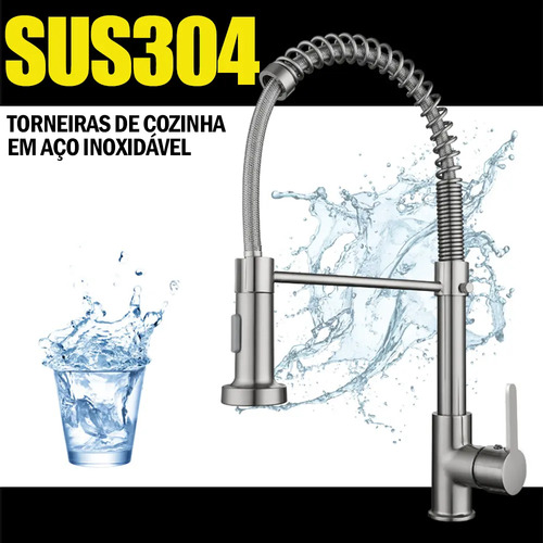 Torneira Cozinha Gourmet Bancada Flexível Monocomando Pia