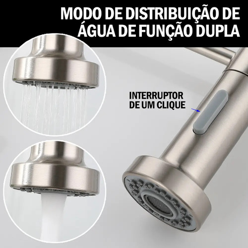 Torneira Cozinha Gourmet Bancada Flexível Monocomando Pia