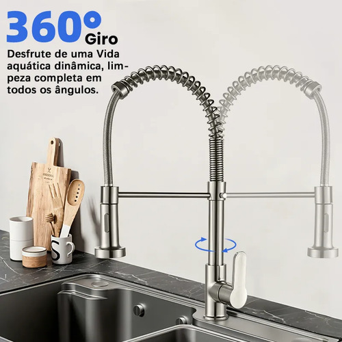 Torneira Cozinha Gourmet Bancada Flexível Monocomando Pia