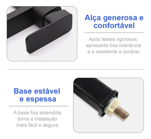 Torneira De Banheiro Quadrada Preta Com Furo Único Pintada