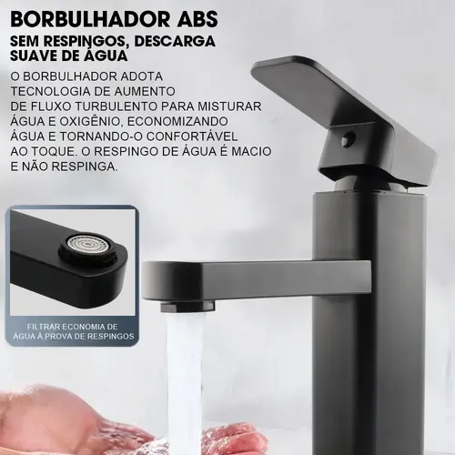 Torneira De Banheiro Quadrada Preta Com Furo Único Pintada