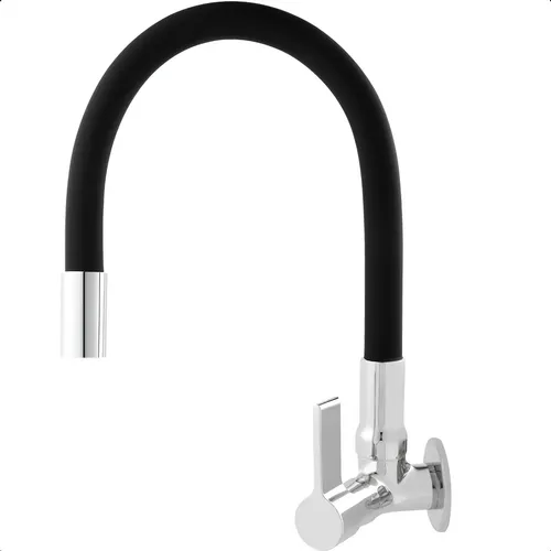 Torneira de cozinha de parede preta flexivel gourmet pia