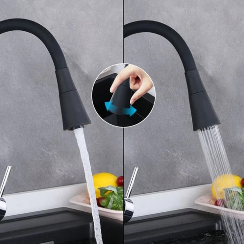 Torneira Gourmet Bancada Cozinha Preta Flexível 2 Jatos Chuveirinho Cone 1/4 Volta Luxo Premium Silicone Cone Mais Vendida