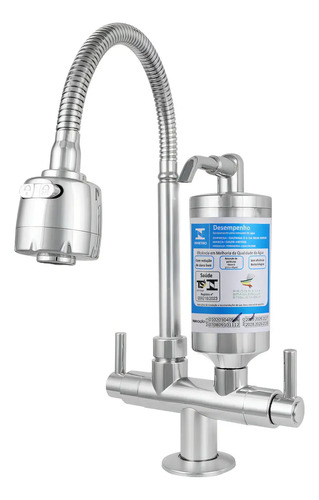 Torneira gourmet com filtro bancada bica abs flexivel inox m