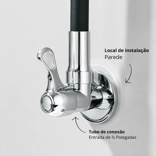 Torneira Gourmet Luxo Flexível Cozinha Parede 2 Jatos Pia Metal Cor Aço Inox e Preto- Marca Camperluz
