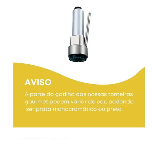 Torneira Monocomando Cozinha Gourmet Para Pia Bancada Flexivel Cor Inox 304 Escovado Prateado +60cm Tubo