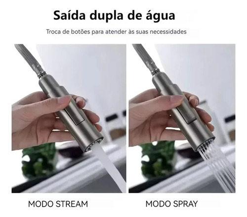 Torneira Para Pia Cozinha Bancada Gourmet Monocomando Escovada Acabamento Aço Inox 304 Cor Prateado Escovado Winda Prateado Escovado