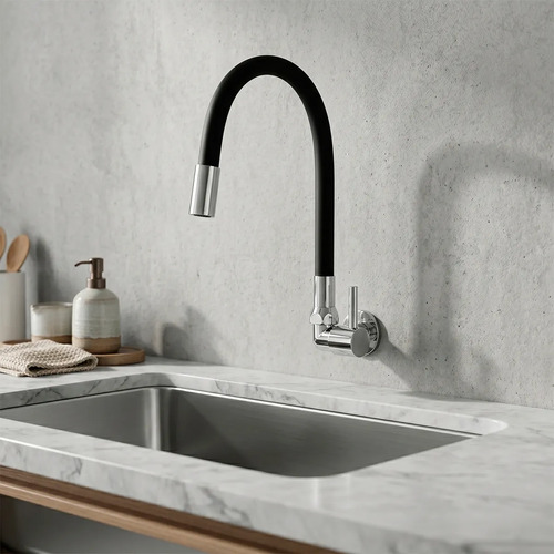 Torneira parede articulavel flexivel cozinha pia preta luxo