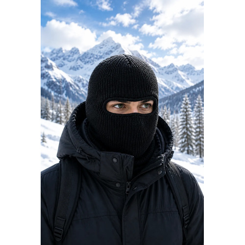 Touca ninja balaclava frio unissex aveludada termica preto