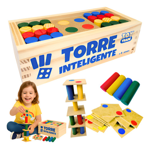 Toy trade torre inteligente jogo educativo em madeira brinqu