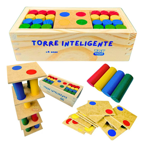 Toy Trade Torre Inteligente Jogo Educativo em Madeira Brinquedo Pedagógico