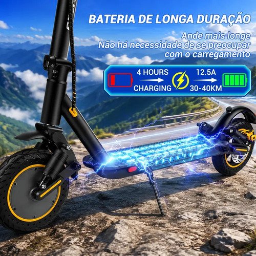 TRAILFORGE Patinete Elétrico 800W 48V 12,5Ah 40km/h 40km Autonomia Dobrável LED Bluetooth 120kg Freio a Disco 10" Preto
