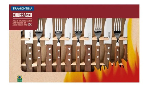 Tramontina Churrasco cor do punho marrom-claro 12 unidades 44.5cm