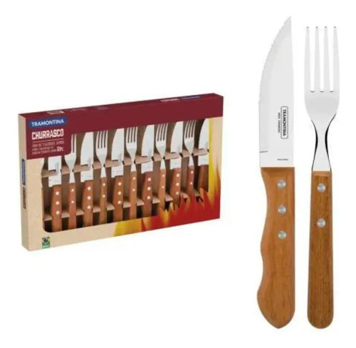 Tramontina Churrasco cor do punho marrom-claro 12 unidades 44.5cm