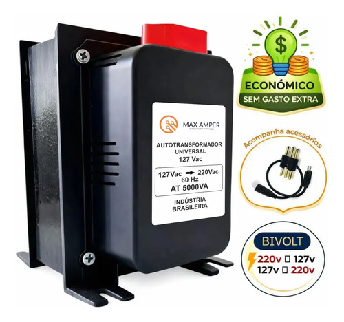 Transformador 5000va 110 220 ou 220 110 conversor bivolt 120